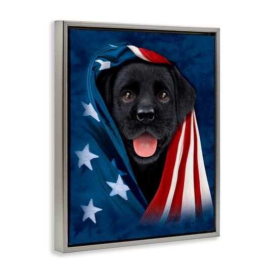 Stupell Industries Labrador & American Flag Floater Framed Art